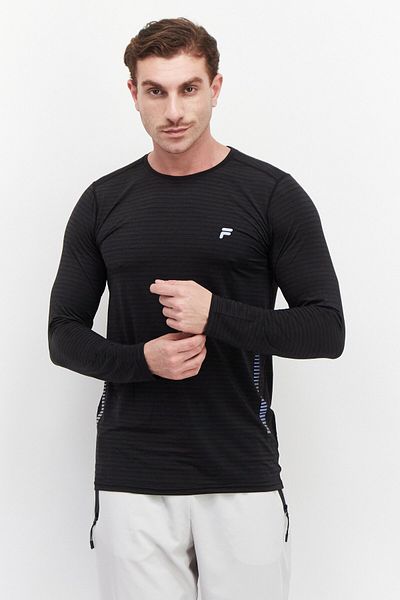 Fila Men Sportswear Fit Brand Logo Training T Shirt, Black