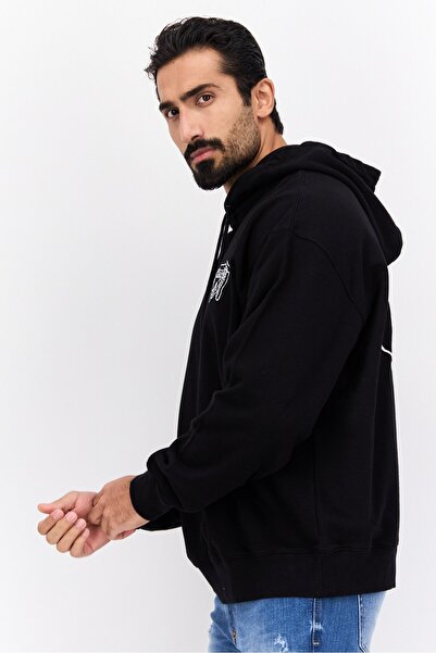 WRANGLER Men Hooded Long Sleeve Graphic Sweatshirt, Black