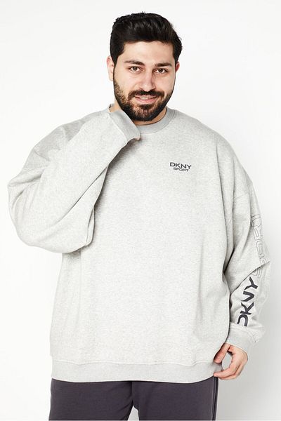 DKNY Sport Men Round Neck Long Sleeve Outdoor Sweatshirt, Grey