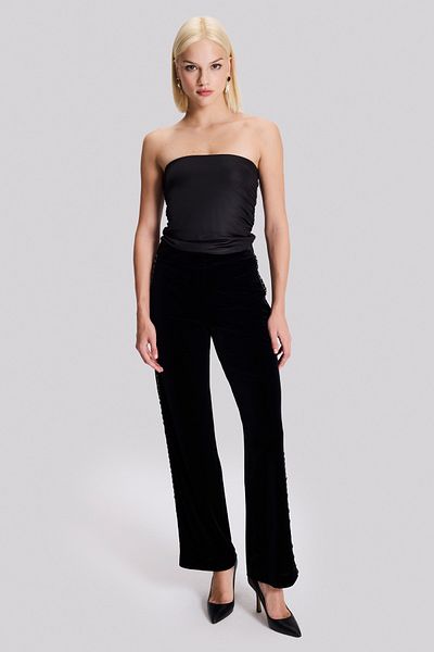 Naramaxx Velvet Trousers with Stripe Detail on the Sides