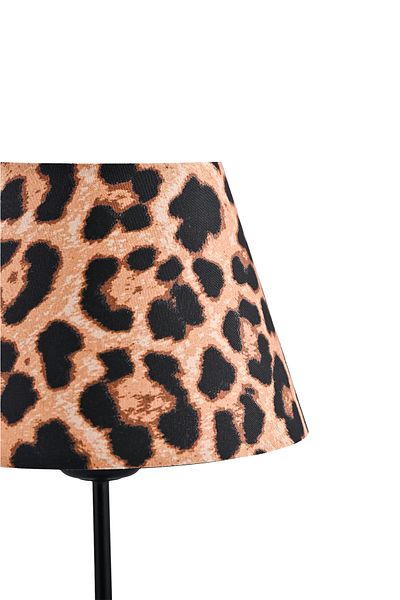 EvLight Set of 2 Leopard Patterned Fabric Black Metal Lampshade