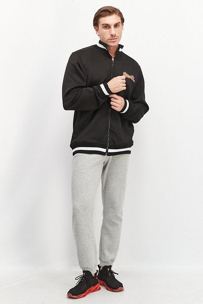 Le tigre Men Full Zip Long Sleeve Patch Logo Sweatshirt, Black