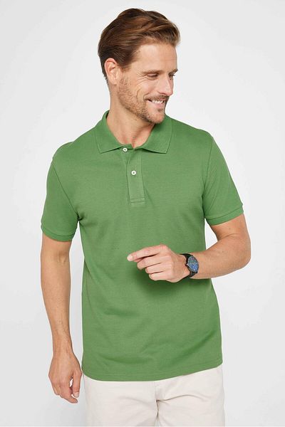 Tudors Ανδρικό μπλουζάκι Slim Fit Slim Fit 100% βαμβακερό απλό πικέ πράσινο γιακά μπλουζάκι
