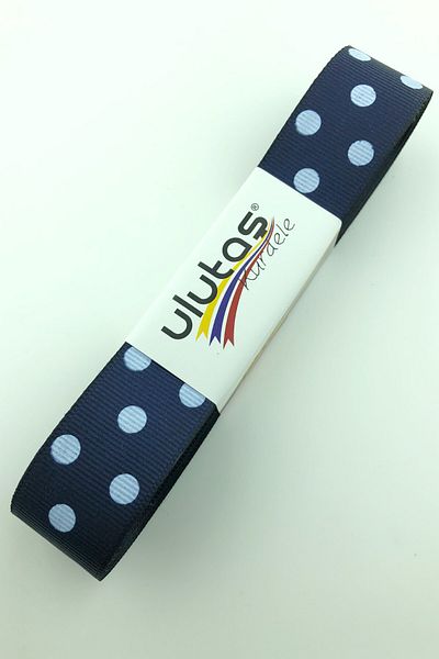 Hayalperest boncuk Λευκή Μπλε Πουά Κορδέλα Grosgrain 2,5 εκ