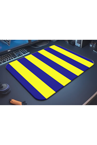 urzuva Sarı Lacivert Gaming Oyuncu XL Mouse Pad Kaydırmaz Dikişli Mousepad 48...