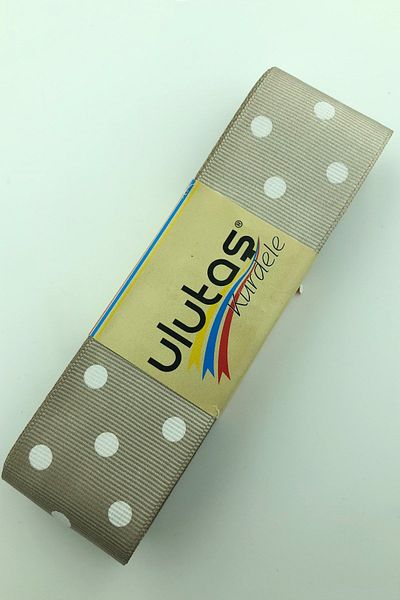 Hayalperest boncuk Κορδέλα Mink White Polka Dot Grosgrain 4 εκ