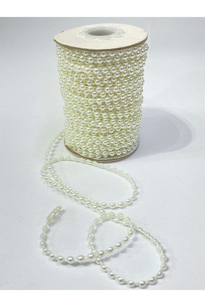 Hayalperest boncuk Plastic Ribbon Half Pearl 4 Mm 10 Mt