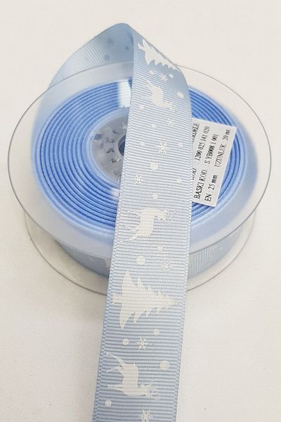 Hayalperest boncuk Μπλε Ελάφι Πρωτοχρονιάτικη Κορδέλα Grosgrain 2,5 εκ