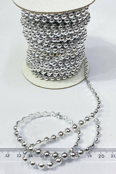 Hayalperest boncuk Ασημένια πλαστική ταινία 6 mm 10 Mt - Half Pearl