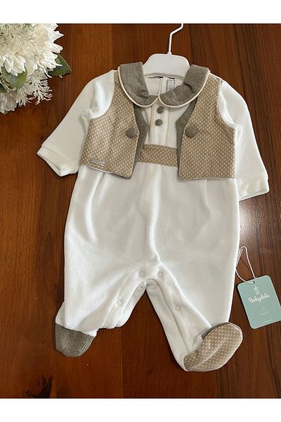 Babydola Bbaydola Baby Boy Romper Bebe Collar with Vest Model Velvet Fabric