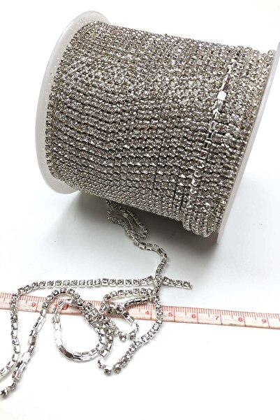 Hayalperest boncuk Altın Sarısı Kristal Taşlı Metal Yuvalı Şerit 1 metre 12mm