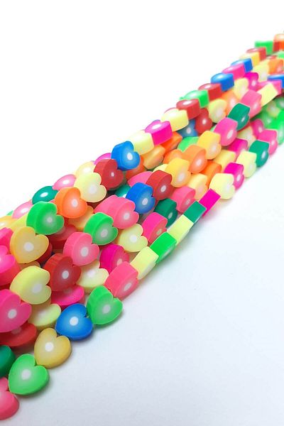 Hayalperest boncuk Mixed Color Heart Pattern Fimo Dough Beads