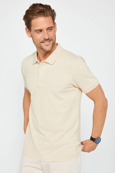 Tudors Ανδρικό μπλουζάκι με γιακά ανδρικό Slim Fit Slim Fit 100% βαμβακερό απλό πικέ πέτρα χρώματος