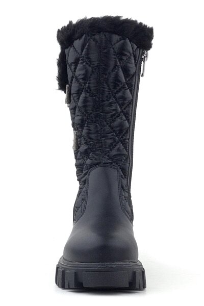 Rakerplus Siyah Uzun Fermuarlı Kurdeleli Kız Çocuk Yağmur Çizmesi