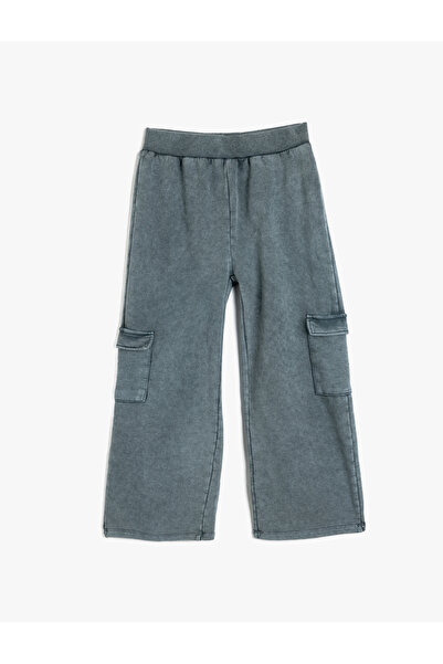 Koton بنطلون كارغو للبنات باللون الأزرق