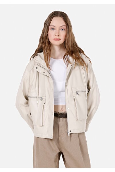 Colin's Palton Ecru pentru damă - Regular Fit, cu glugă, fermoar și căptușeal...