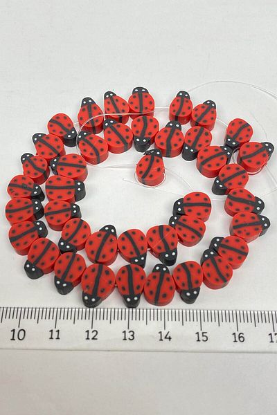 Hayalperest boncuk Red Ladybug Motif Dough Fimo Bead