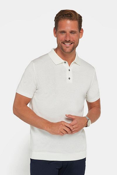 Tudors Ανδρικό Slim Fit Slim Fit Βαμβακερό πλεκτό T-shirt Λευκό πόλο γιακά