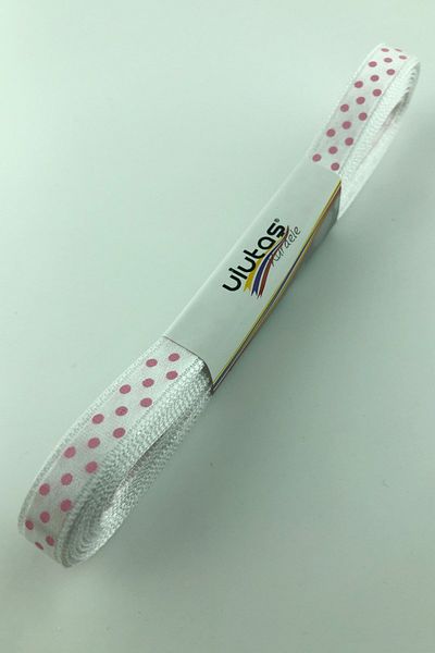 Hayalperest boncuk Panglică Satin Alb Roz Buline 1 Cm