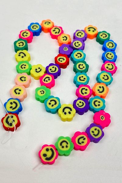 Hayalperest boncuk Πολύχρωμο μοτίβο μαργαρίτας Smiley Face Fimo Ζύμη Χάντρες
