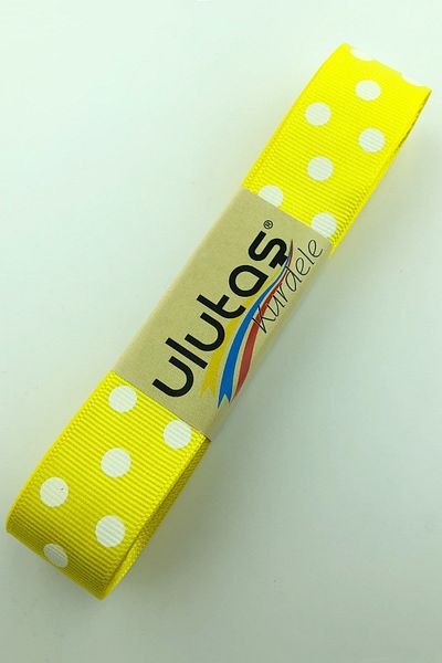 Hayalperest boncuk Λευκή Κίτρινη Πουά Κορδέλα Grosgrain 2,5 εκ