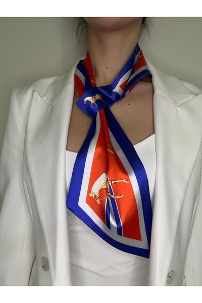 ElevaGlam Red Blue Horse Pattern Tie Scarf