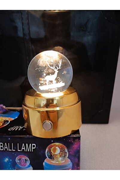 Meyra Accessories Geyik yeni yıl geyiği 3D temalı cam küre şarjlı müziklı ışıklı hediyelik cam küre gece lambalı