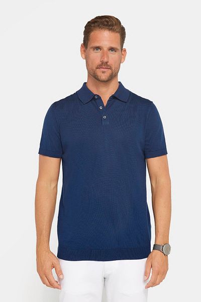 Tudors Ανδρικό Slim Fit Slim Fit Βαμβακερό πλεκτό μπλουζάκι Navy Blue γιακά μπλουζάκι
