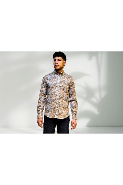 Campione Men's Italian Button Collar Patterned Highland Marine Shirt 253709234