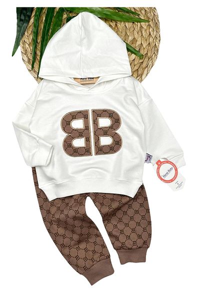 Murat Baby Unisex Kids Bb Letter Printed Cotton Top and Bottom Set