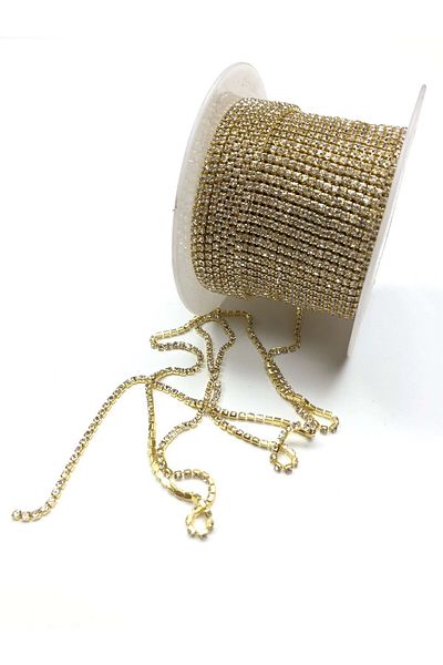 Hayalperest boncuk Gold Yellow Crystal Stone Metal Slot Ribbon 5 Meters 8mm