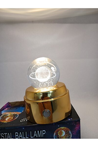 Meyra Accessories Satürn Küre Dolunay 3d Temalı Cam Küre Şarjlı Müzikli Işıkl...