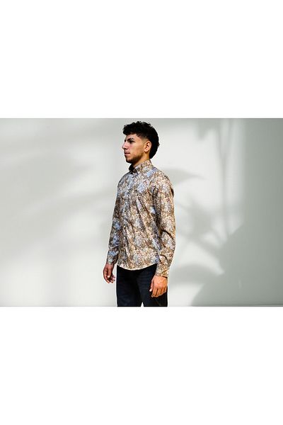 Campione Men's Italian Button Collar Patterned Highland Marine Shirt 253709234