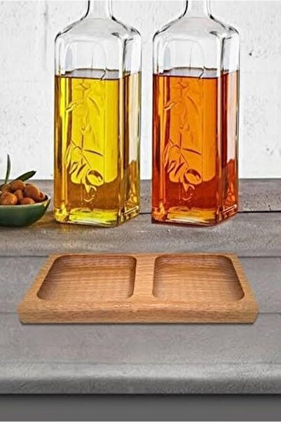 trendiburda حامل وعاء الزيت والخل (حامل خشبي فقط) مكون من مقصورتين خاصتين لأو...
