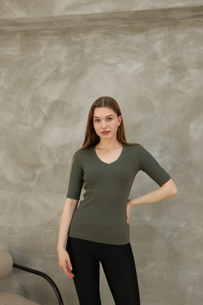 Phoenix Women Дамска плетена блуза с V-образно деколте