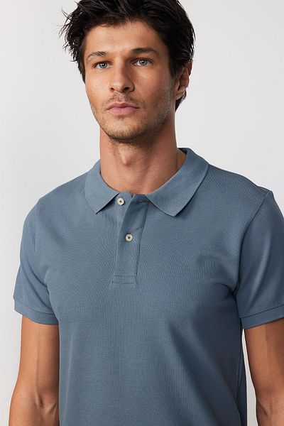 Tudors Ανδρικό T-Slim Fit Slim Fit 100% βαμβακερό απλό πικέ γκρι μπλουζάκι polo γιακά
