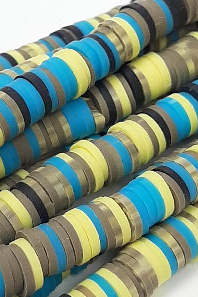 Hayalperest boncuk Yellow Blue Fimo Dough Bead 6 Mm