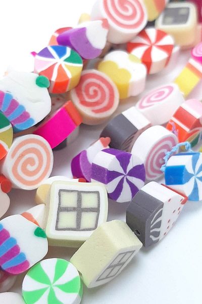 Hayalperest boncuk Patterned Confectionery Fimo Dough Bead
