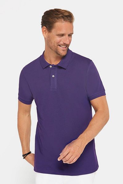 Tudors Ανδρικό T-Slim Fit Slim Fit 100% βαμβακερό απλό πικέ μωβ μπλουζάκι με γιακά πόλο