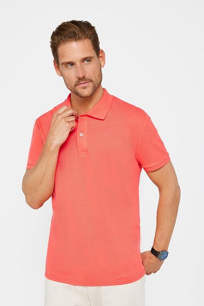 Tudors Ανδρικό T-Slim Fit Slim Fit 100% βαμβακερό μονόχρωμο μπλουζάκι Polo με γιακά με ρόδι