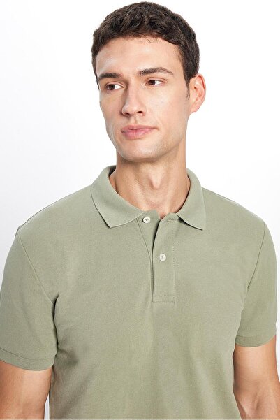 Tudors Pánské tričko Khaki Polo s límečkem – Slim Fit, Cool, Bavlna a měkká textura