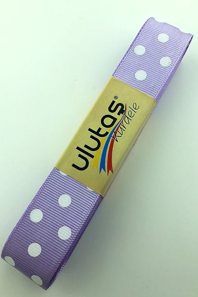 Hayalperest boncuk Λιλά Λευκή Πουά Κορδέλα Grosgrain 2,5 εκ