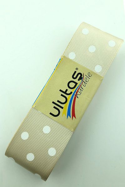 Hayalperest boncuk Καπουτσίνο Λευκή Πουά Κορδέλα Grosgrain 4 εκ