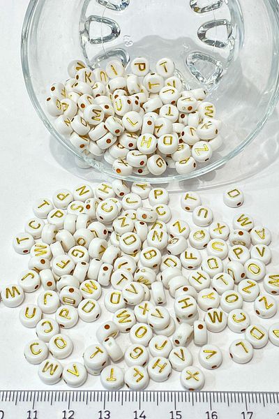Hayalperest boncuk Gold Round Letter Beads 100 Pieces
