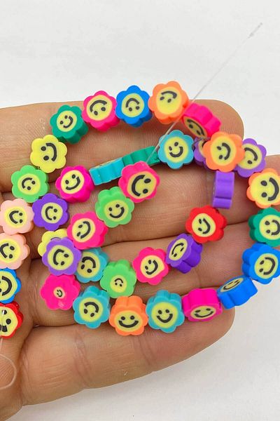Hayalperest boncuk Πολύχρωμο μοτίβο μαργαρίτας Smiley Face Fimo Ζύμη Χάντρες