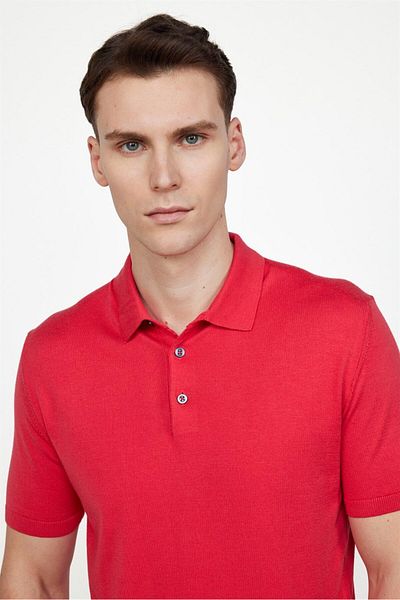 Tudors Ανδρικό Slim Fit Slim Fit Βαμβακερό πλεκτό T-shirt Ροζ πόλο γιακά