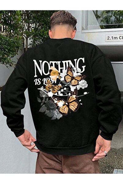 donamod Seria Coko Manfinity LEGND Butterfly & Letter Graphic Swea tricou