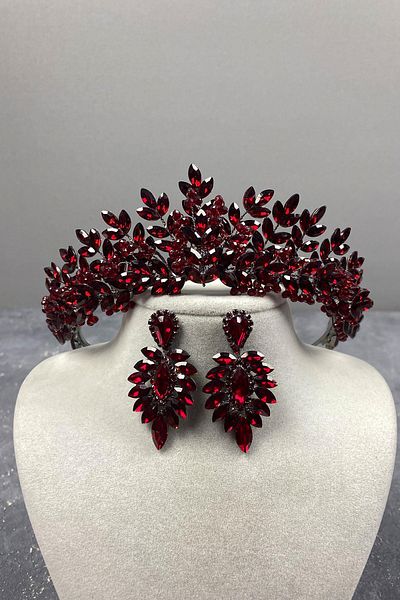 Hayalperest boncuk Set de cercei Asleny Bridal Henna Crown și Shuttle - Brodat cu margele