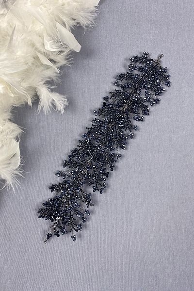 Hayalperest boncuk Bandă de păr cu mărgele de cristal Arden bleumarin - Coroana de mireasă cu henna