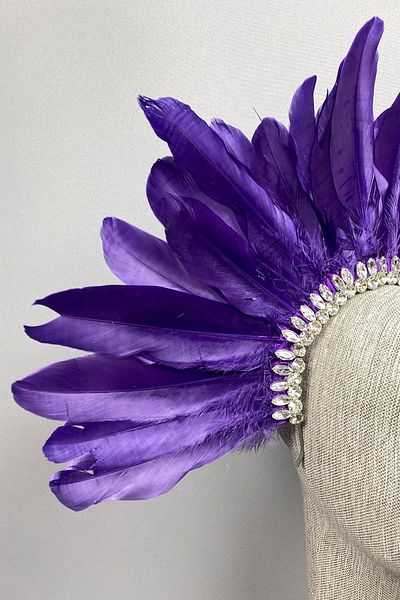 Hayalperest boncuk Hera Bridal Henna Crown - Feather and Jewelled Accessory